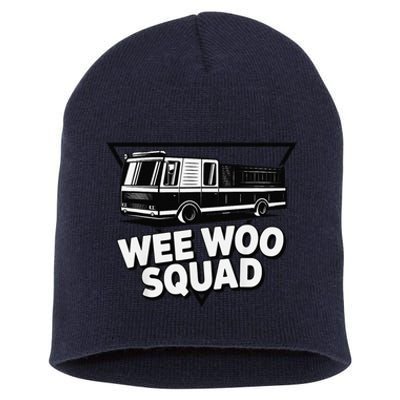 Funny Design For And Adults Wee Woo Squad Fire Truck Short Acrylic Beanie