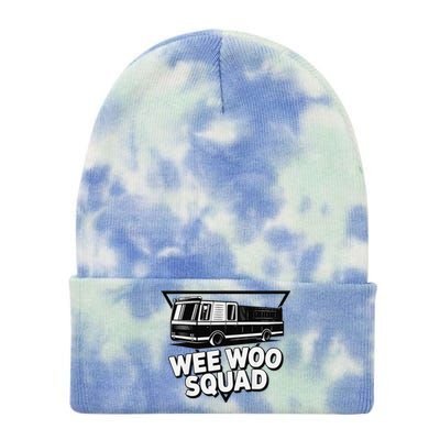 Funny Design For And Adults Wee Woo Squad Fire Truck Tie Dye 12in Knit Beanie