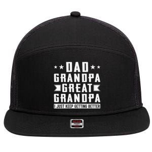 Fathers Day From Grandkids Dad Grandpa Great Grandpa 7 Panel Mesh Trucker Snapback Hat