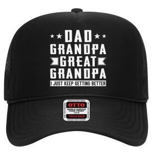 Fathers Day From Grandkids Dad Grandpa Great Grandpa High Crown Mesh Back Trucker Hat