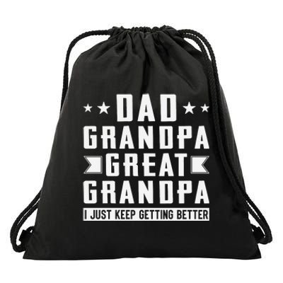 Fathers Day From Grandkids Dad Grandpa Great Grandpa Drawstring Bag