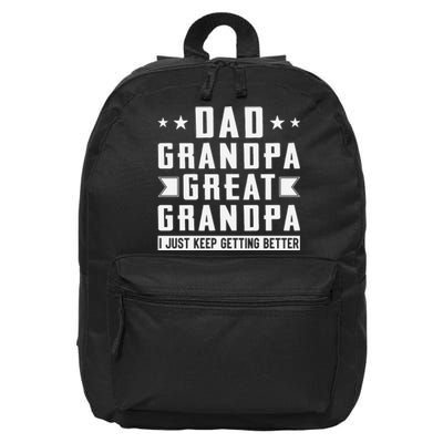 Fathers Day From Grandkids Dad Grandpa Great Grandpa 16 in Basic Backpack