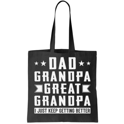 Fathers Day From Grandkids Dad Grandpa Great Grandpa Tote Bag