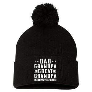 Fathers Day From Grandkids Dad Grandpa Great Grandpa Pom Pom 12in Knit Beanie