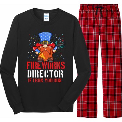 Fireworks Director Funny 4th Of July Gnome Firework Director Cute Gift Long Sleeve Pajama Set