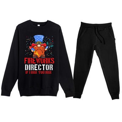 Fireworks Director Funny 4th Of July Gnome Firework Director Cute Gift Premium Crewneck Sweatsuit Set