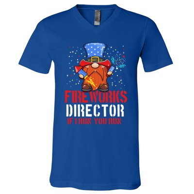 Fireworks Director Funny 4th Of July Gnome Firework Director Cute Gift V-Neck T-Shirt