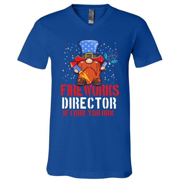 Fireworks Director Funny 4th Of July Gnome Firework Director Cute Gift V-Neck T-Shirt