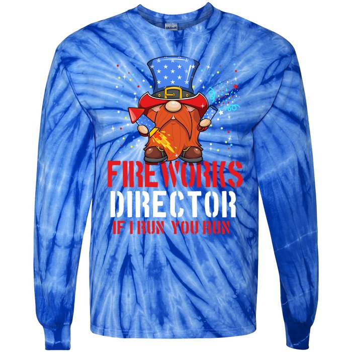 Fireworks Director Funny 4th Of July Gnome Firework Director Cute Gift Tie-Dye Long Sleeve Shirt