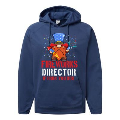 Fireworks Director Funny 4th Of July Gnome Firework Director Cute Gift Performance Fleece Hoodie