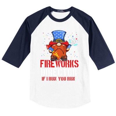 Fireworks Director Funny 4th Of July Gnome Firework Director Cute Gift Baseball Sleeve Shirt