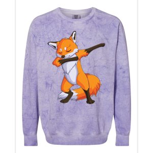 Fox Dabbing Fox Funny Animal Foxes Lover Colorblast Crewneck Sweatshirt