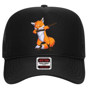 Fox Dabbing Fox Funny Animal Foxes Lover High Crown Mesh Back Trucker Hat