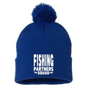 Fishing Dad Funny Gift Of Son Daughter Family Team Fishing Squad Great Gift Pom Pom 12in Knit Beanie