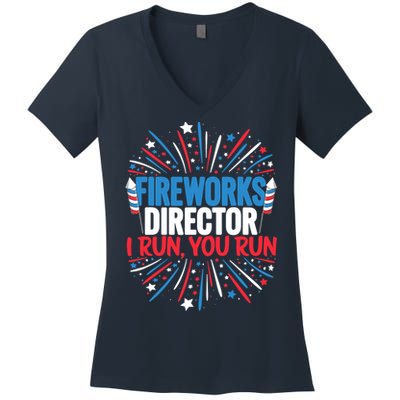 Fireworks Director Funny 4th of July Firework Director Women's V-Neck T-Shirt