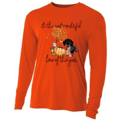 Funny Dachshund Fall Pumpkin Most Wonderful Time Of The Year Gift Cooling Performance Long Sleeve Crew