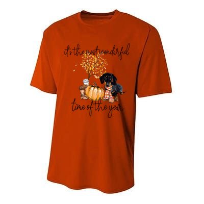 Funny Dachshund Fall Pumpkin Most Wonderful Time Of The Year Gift Performance Sprint T-Shirt