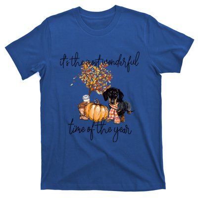 Funny Dachshund Fall Pumpkin Most Wonderful Time Of The Year Gift T-Shirt