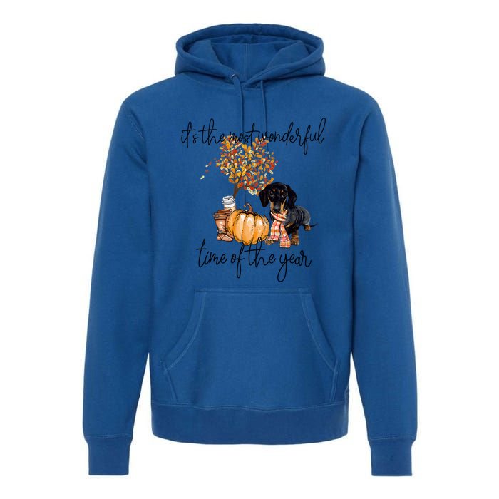 Funny Dachshund Fall Pumpkin Most Wonderful Time Of The Year Gift Premium Hoodie