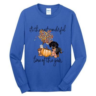 Funny Dachshund Fall Pumpkin Most Wonderful Time Of The Year Gift Tall Long Sleeve T-Shirt