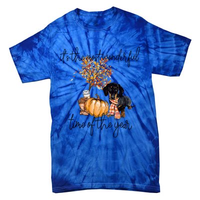 Funny Dachshund Fall Pumpkin Most Wonderful Time Of The Year Gift Tie-Dye T-Shirt