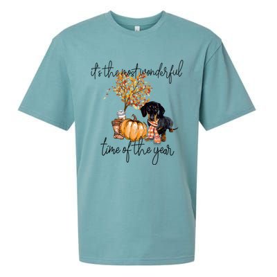 Funny Dachshund Fall Pumpkin Most Wonderful Time Of The Year Gift Sueded Cloud Jersey T-Shirt