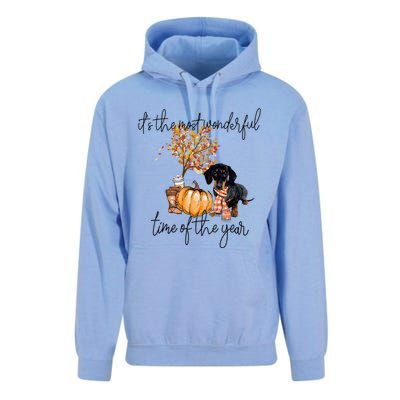 Funny Dachshund Fall Pumpkin Most Wonderful Time Of The Year Gift Unisex Surf Hoodie