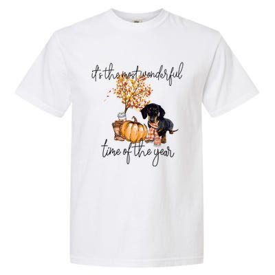 Funny Dachshund Fall Pumpkin Most Wonderful Time Of The Year Gift Garment-Dyed Heavyweight T-Shirt