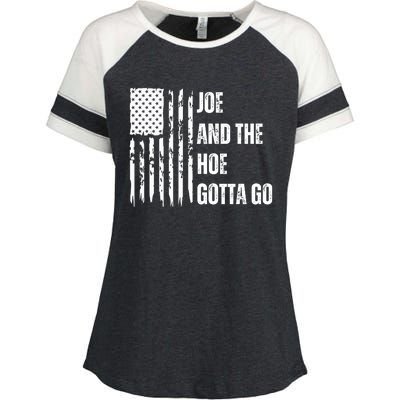 Funny Distress Flag Anti Biden. Joe And The Ho Gotta Gotta Go!! Enza Ladies Jersey Colorblock Tee