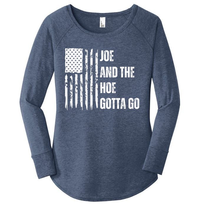 Funny Distress Flag Anti Biden. Joe And The Ho Gotta Gotta Go!! Women's Perfect Tri Tunic Long Sleeve Shirt