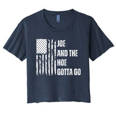 Funny Distress Flag Anti Biden. Joe And The Ho Gotta Gotta Go!! Women's Crop Top Tee