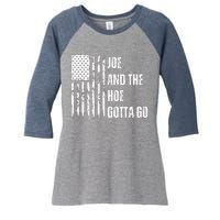 Funny Distress Flag Anti Biden. Joe And The Ho Gotta Gotta Go!! Women's Tri-Blend 3/4-Sleeve Raglan Shirt