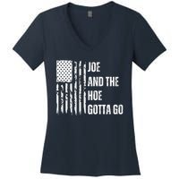 Funny Distress Flag Anti Biden. Joe And The Ho Gotta Gotta Go!! Women's V-Neck T-Shirt