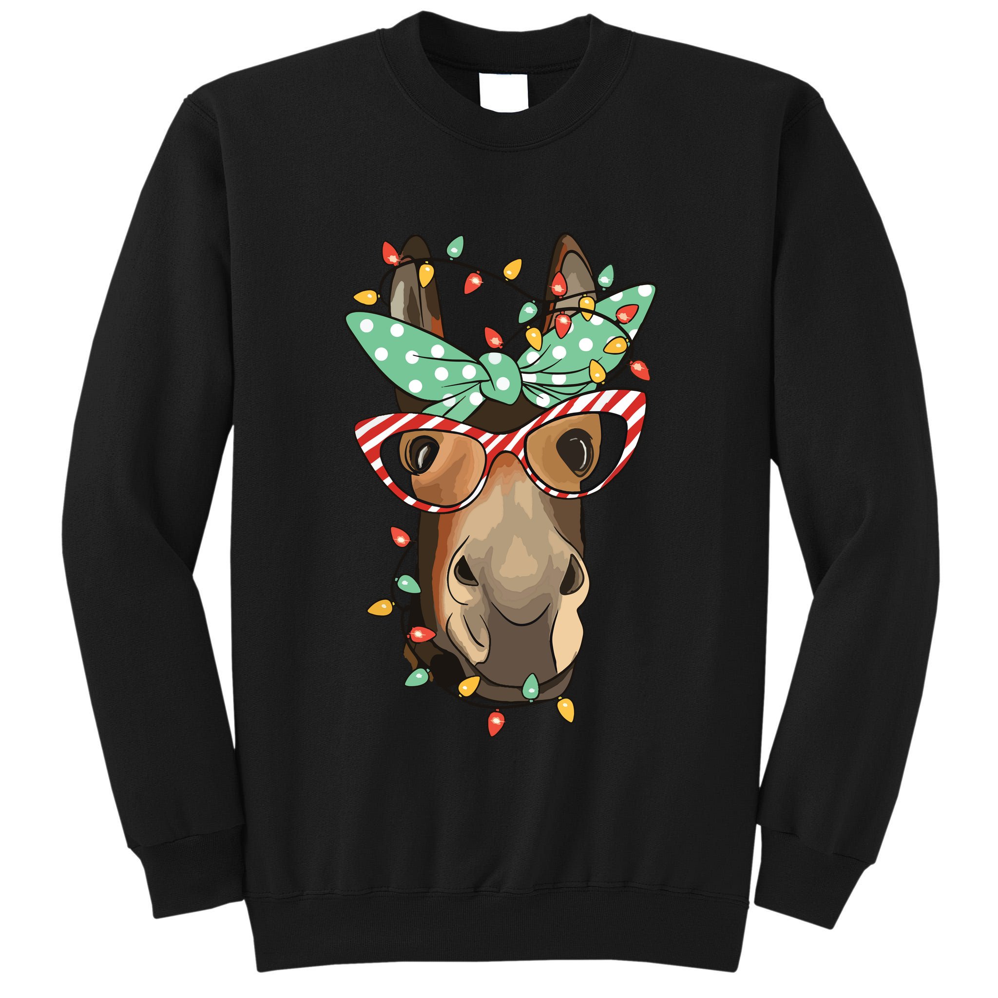 Funny Donkey Farmer Women Girls Family Christmas Tall Sweatshirt