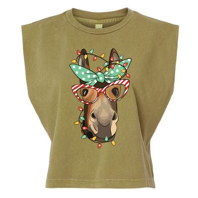 Funny Donkey Farmer Women Girls Family Christmas Garment-Dyed Women's Muscle Tee