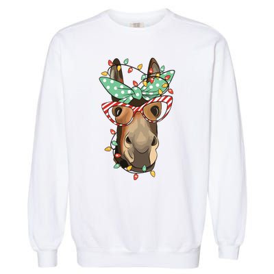 Funny Donkey Farmer Women Girls Family Christmas Garment-Dyed Sweatshirt