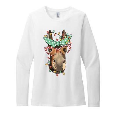 Funny Donkey Farmer Women Girls Family Christmas Womens CVC Long Sleeve Shirt