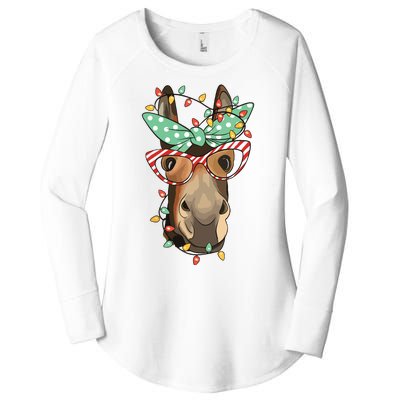 Funny Donkey Farmer Women Girls Family Christmas Women's Perfect Tri Tunic Long Sleeve Shirt