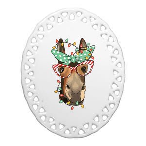 Funny Donkey Farmer Women Girls Family Christmas Ceramic Oval Ornament