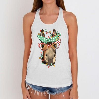 Funny Donkey Farmer Women Girls Family Christmas Women's Knotted Racerback Tank