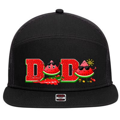 Funny Dada Family Matching Surfing Watermelon Summer Vibes 7 Panel Mesh Trucker Snapback Hat
