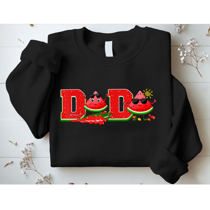 Funny Dada Family Matching Surfing Watermelon Summer Vibes Sweatshirt