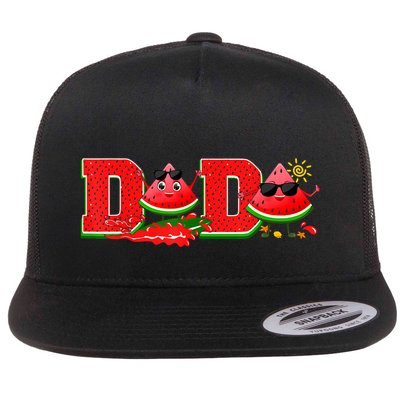 Funny Dada Family Matching Surfing Watermelon Summer Vibes Flatbill Hat