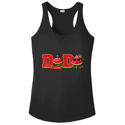 Funny Dada Family Matching Surfing Watermelon Summer Vibes Ladies PosiCharge Competitor Racerback Tank