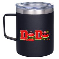 Funny Dada Family Matching Surfing Watermelon Summer Vibes 12oz Stainless Steel Coffee Mug