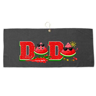 Funny Dada Family Matching Surfing Watermelon Summer Vibes Large Microfiber Waffle Golf Towel