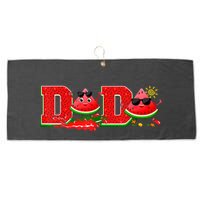 Funny Dada Family Matching Surfing Watermelon Summer Vibes Large Microfiber Waffle Golf Towel