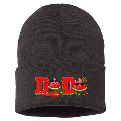 Funny Dada Family Matching Surfing Watermelon Summer Vibes Sustainable Knit Beanie