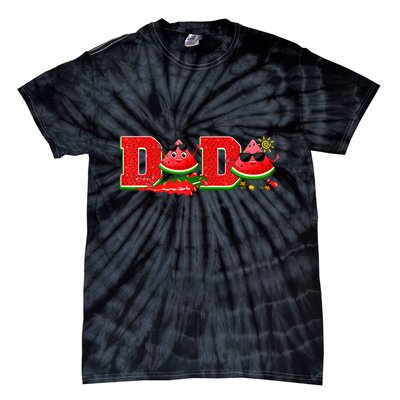 Funny Dada Family Matching Surfing Watermelon Summer Vibes Tie-Dye T-Shirt