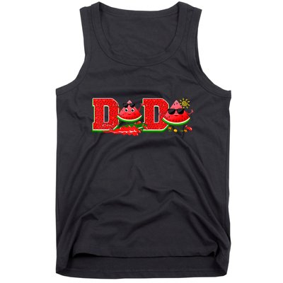 Funny Dada Family Matching Surfing Watermelon Summer Vibes Tank Top